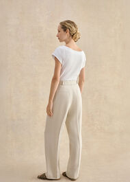 Petite Zainah Linen Wide Leg Trousers, Neutral, hi-res
