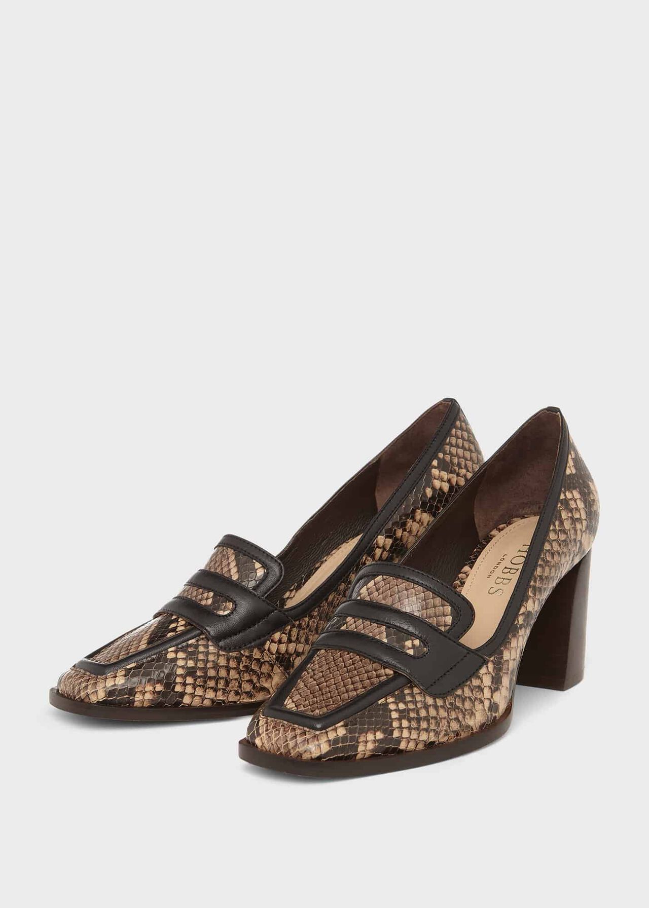 Niamh Leather Court Shoes, Snake, hi-res