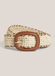 Abbie Raffia Belt, Natural Tan, hi-res