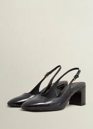 Lily Leather Slingbacks, Black, hi-res