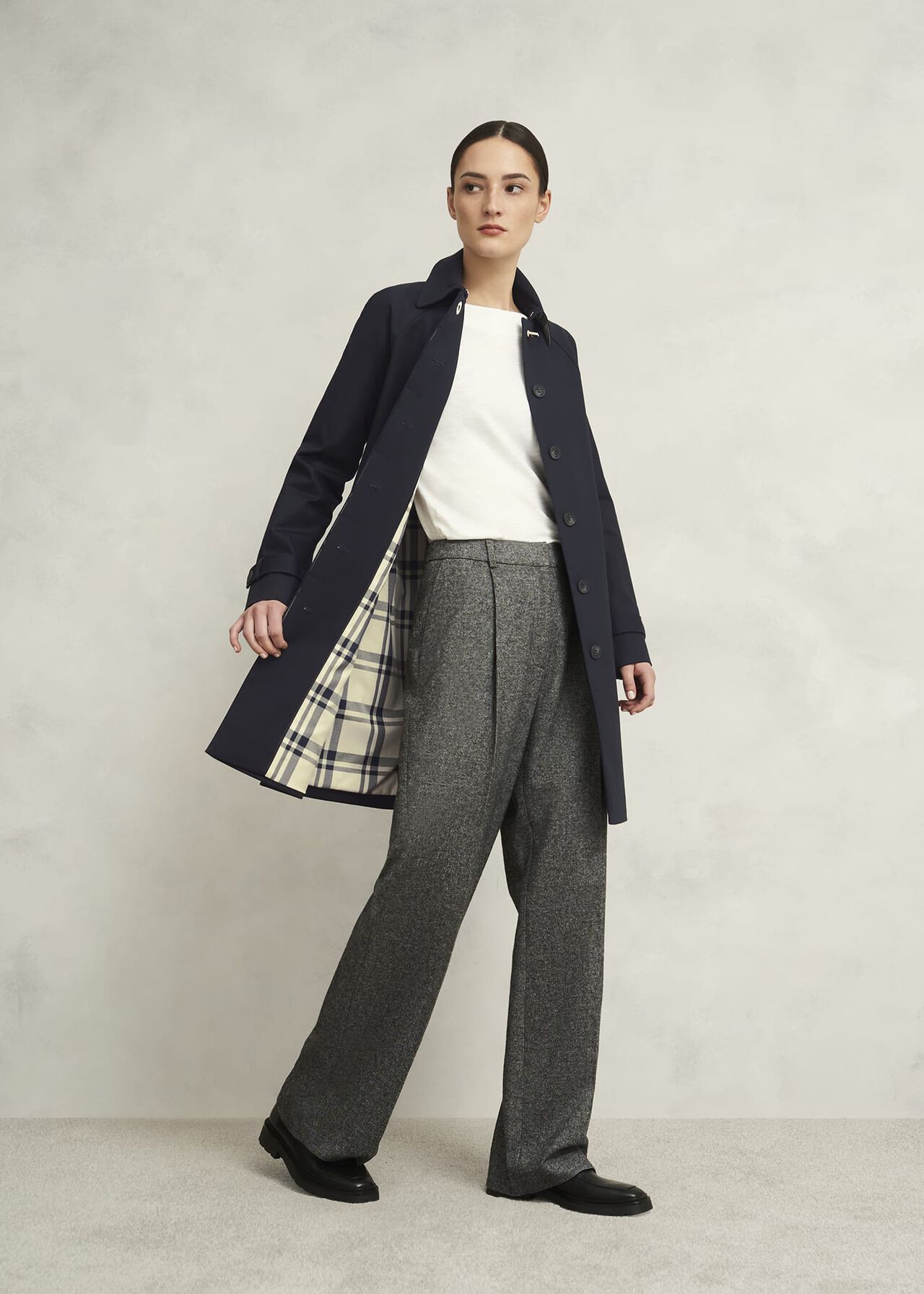 Vivienne Shower Resistant Trench Coat, Navy, hi-res