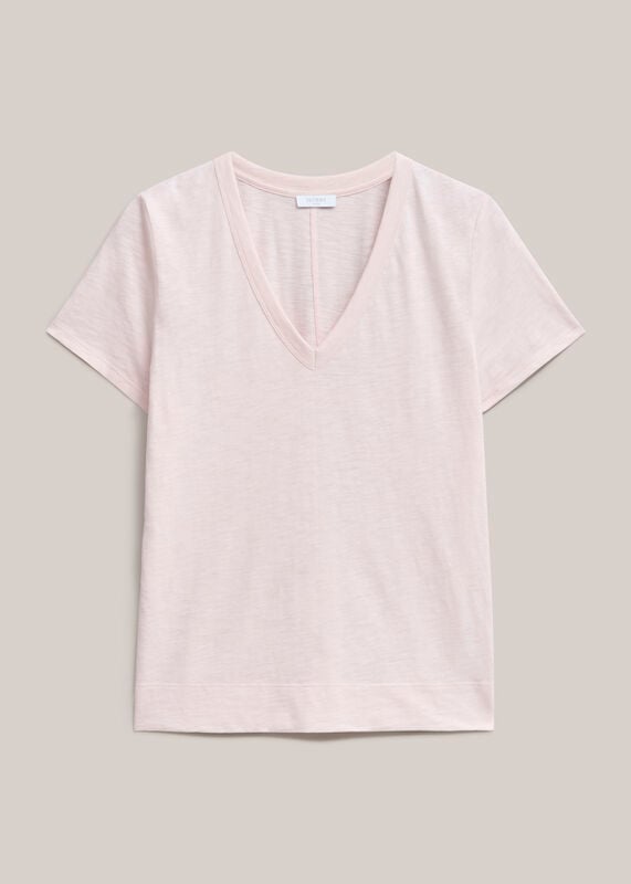 Arianna Cotton Slub V Neck T-Shirt