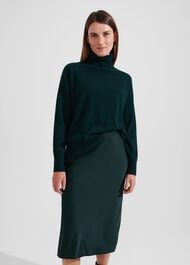 Jas Satin Skirt, Hawthorn Green, hi-res