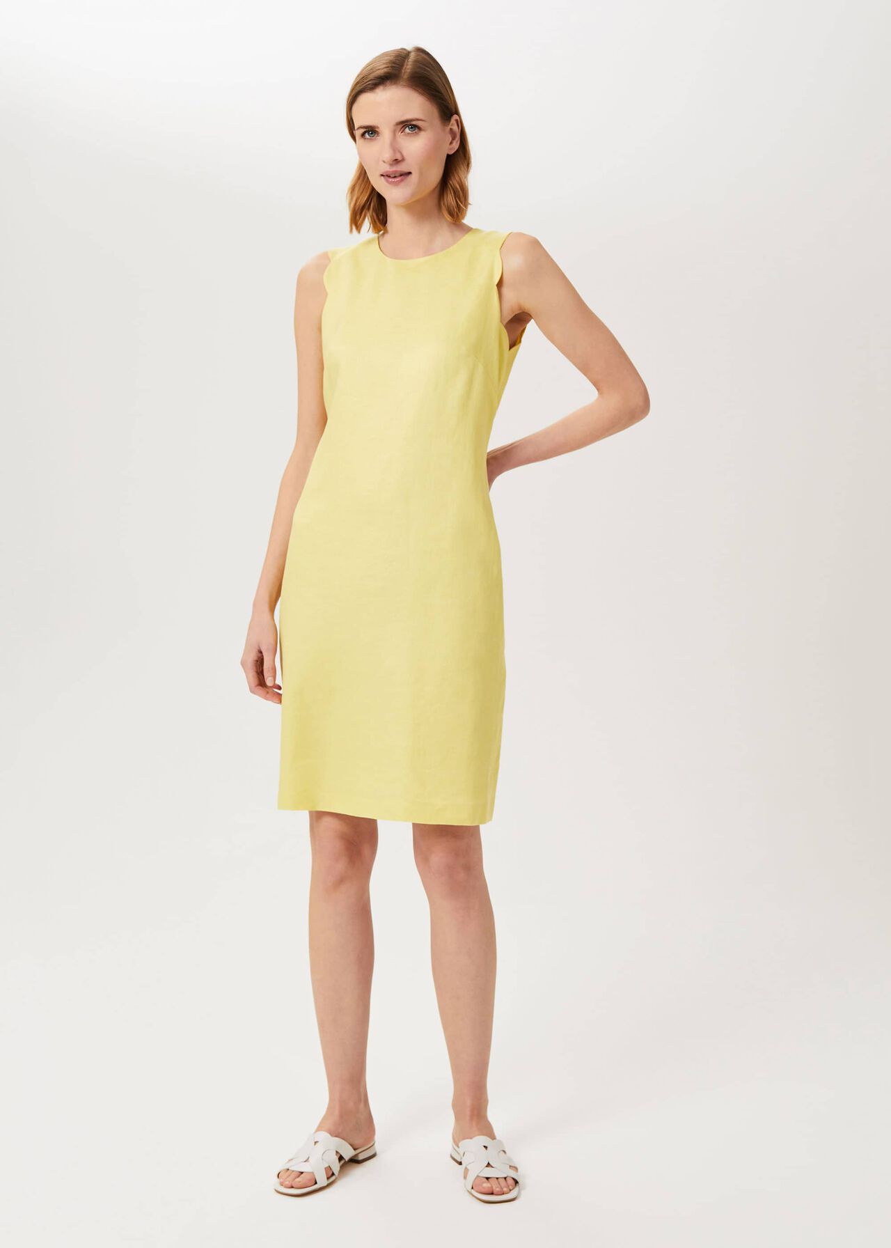 Kira Linen Shift Dress, Yellow, hi-res