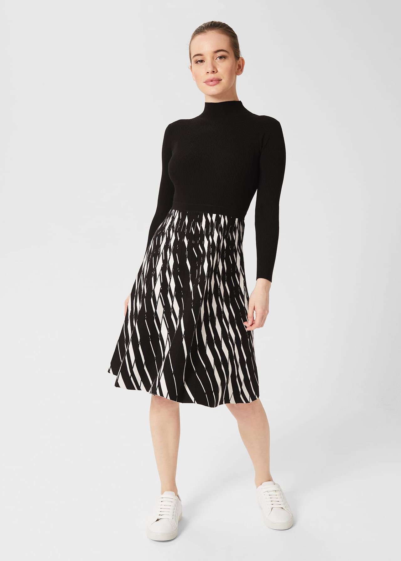 Petite Reva Dress, Black Ivory, hi-res
