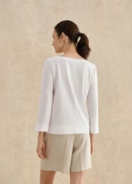 Martie Cotton Slub 3/4 Sleeve Top, White, hi-res