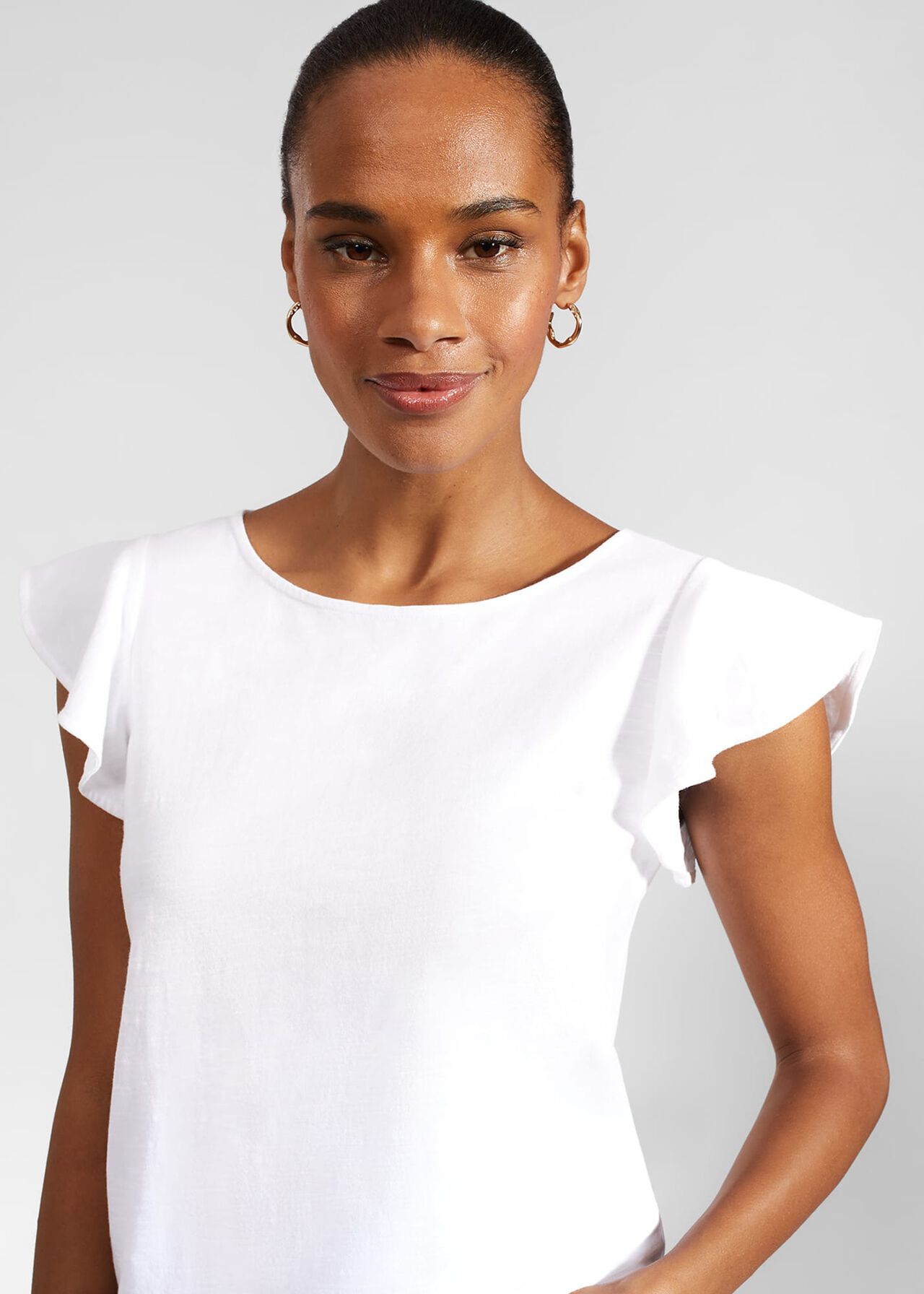 Nessie Cotton Slub Top, White, hi-res