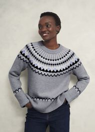 Anya Fairisle Jumper With Alpaca, Mid Grey Marl, hi-res