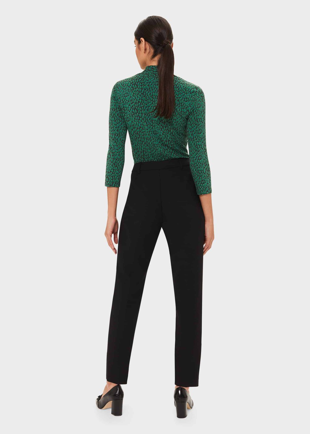 Aimee Printed Top, Green Blk, hi-res