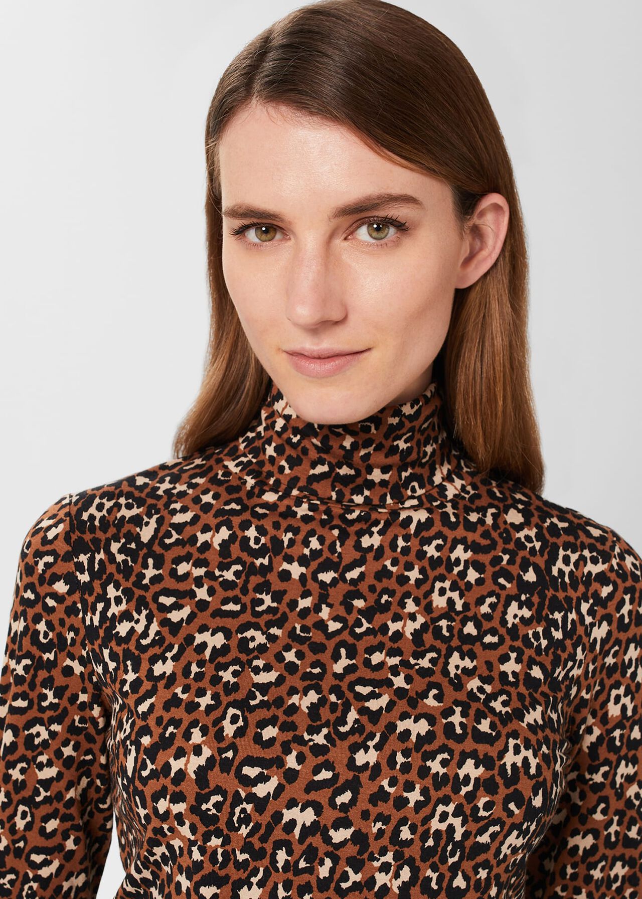 Mischa Roll Neck Top, Brown Multi, hi-res