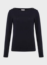 Petula Jumper With Wool, Hobbs Navy, hi-res