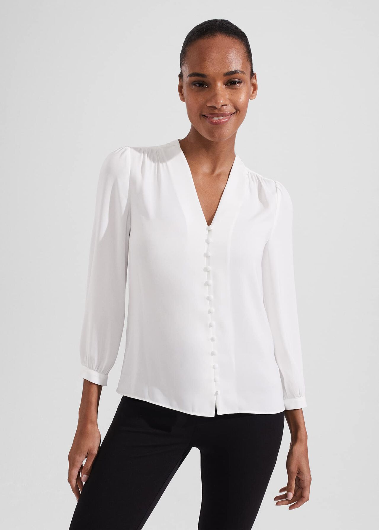 Magnolia Blouse, Ivory, hi-res