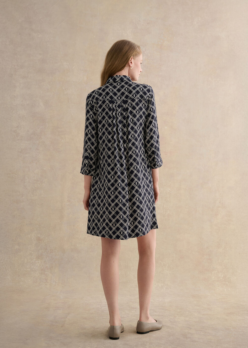 Marlena Dress, Navy Cream, hi-res