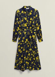 Amelia Shirt Dress, Navy Yellow, hi-res
