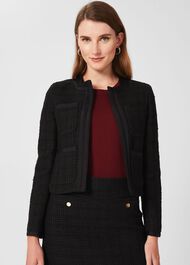 Estella Square Neck Tweed Jacket, Black, hi-res
