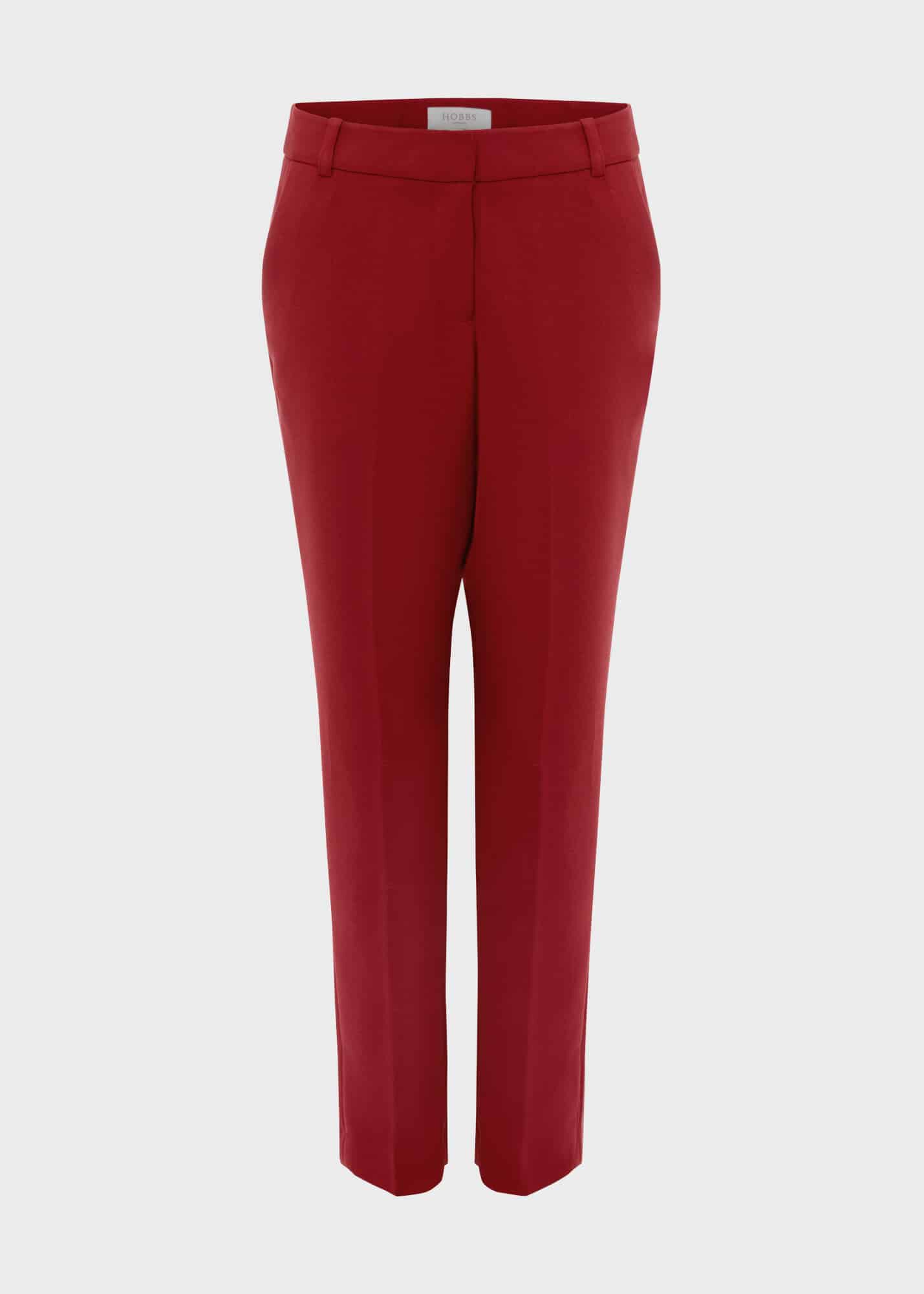 Women's Solid Red Straight Pants - IMARA – Trendia