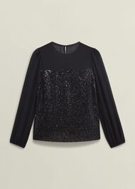 Zariah Sequin Top, Black, hi-res