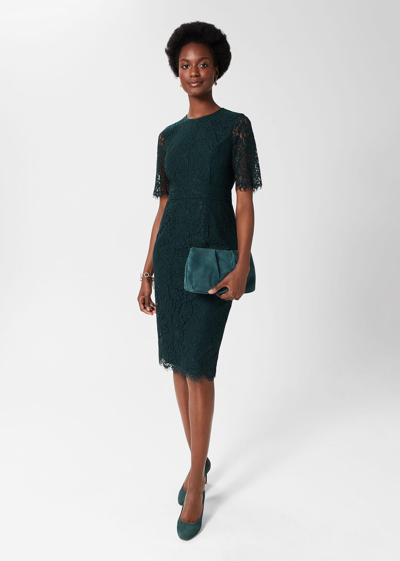 Mireya Lace Shift Dress, Evergreen, hi-res