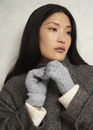 Carys Knit Gloves, Light Grey, hi-res