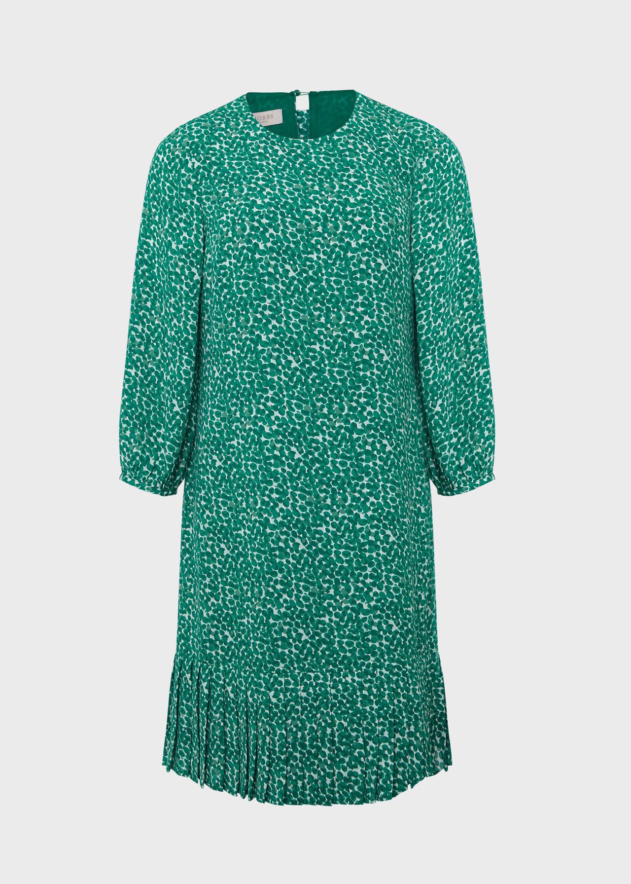 Liana Spot A Line Dress, Green Ivory, hi-res