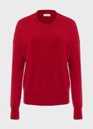 Lydia Button Sweater With Cashmere, Red, hi-res