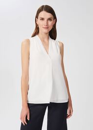 Luana V Neck Blouse, Ivory, hi-res