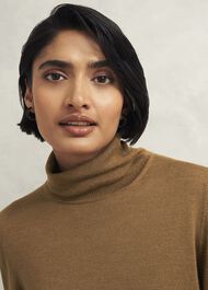 Clarendon Wool Silk Roll Neck Sweater, Classic Vicuna, hi-res