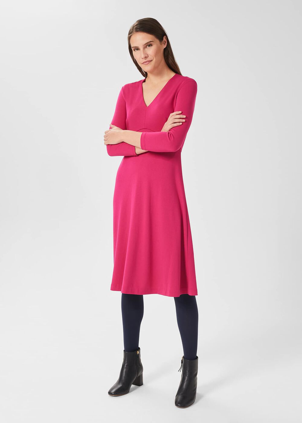 Mel Jersey Ponte Dress, Dark Pink, hi-res
