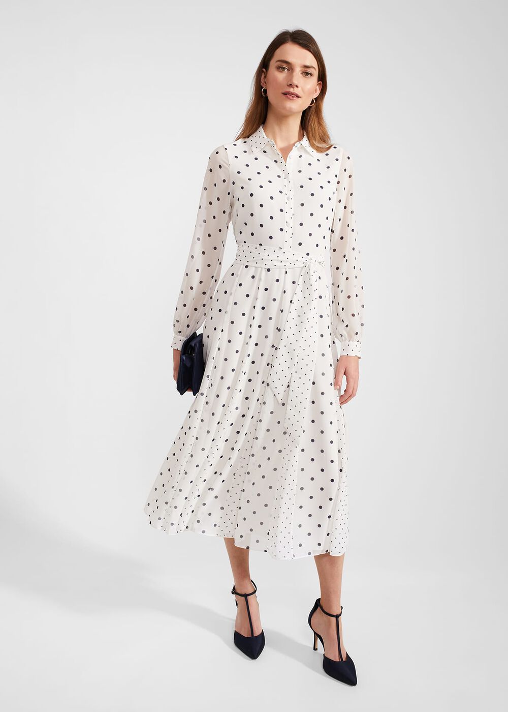 Petite Lucilla Dress, Ivory Navy, hi-res