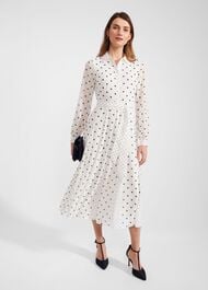 Petite Lucilla Dress, Ivory Navy, hi-res