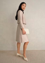 Avery Wool Silk Dress, Oyster, hi-res