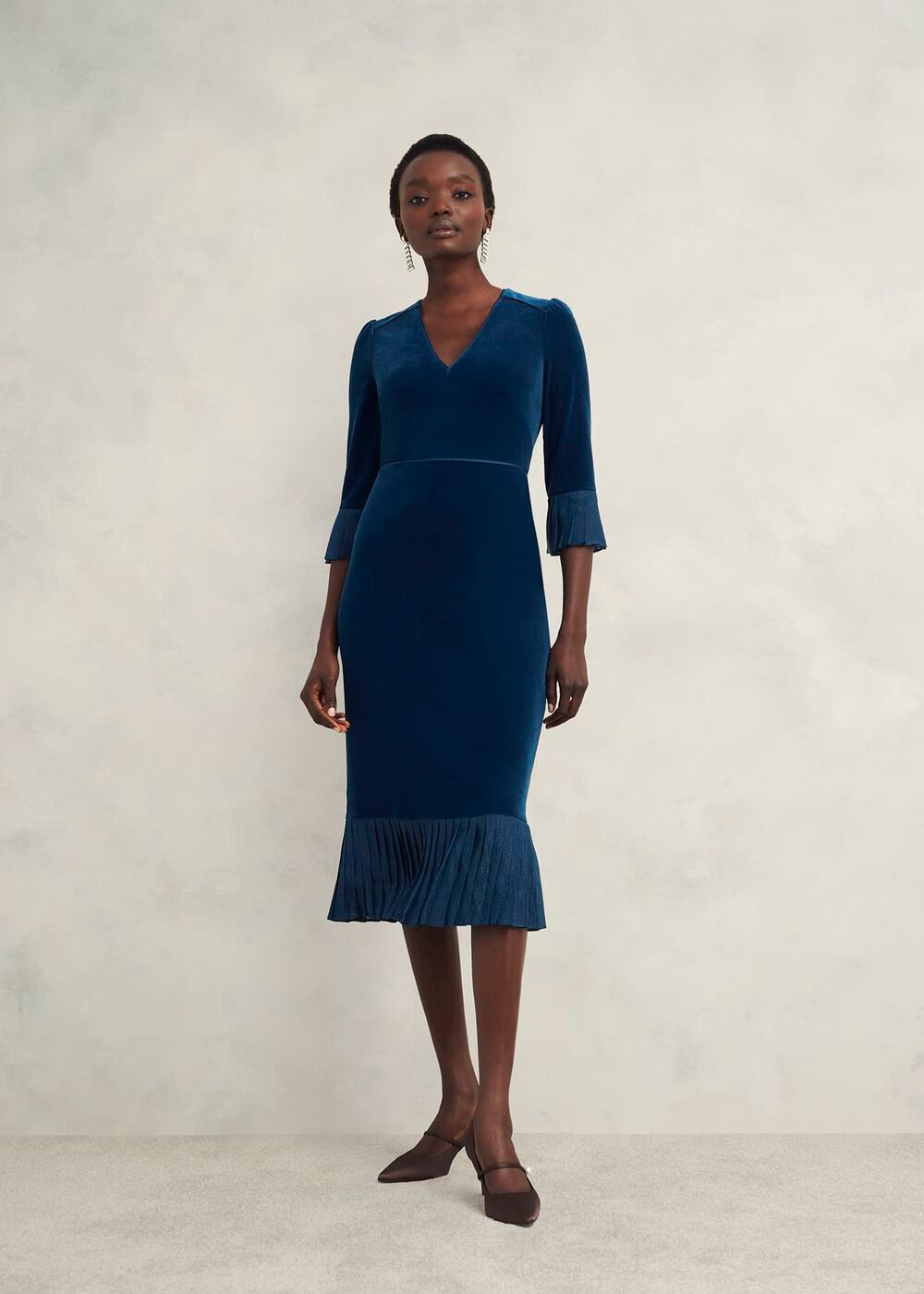Mary Velvet Dress, Riverside Blue, hi-res