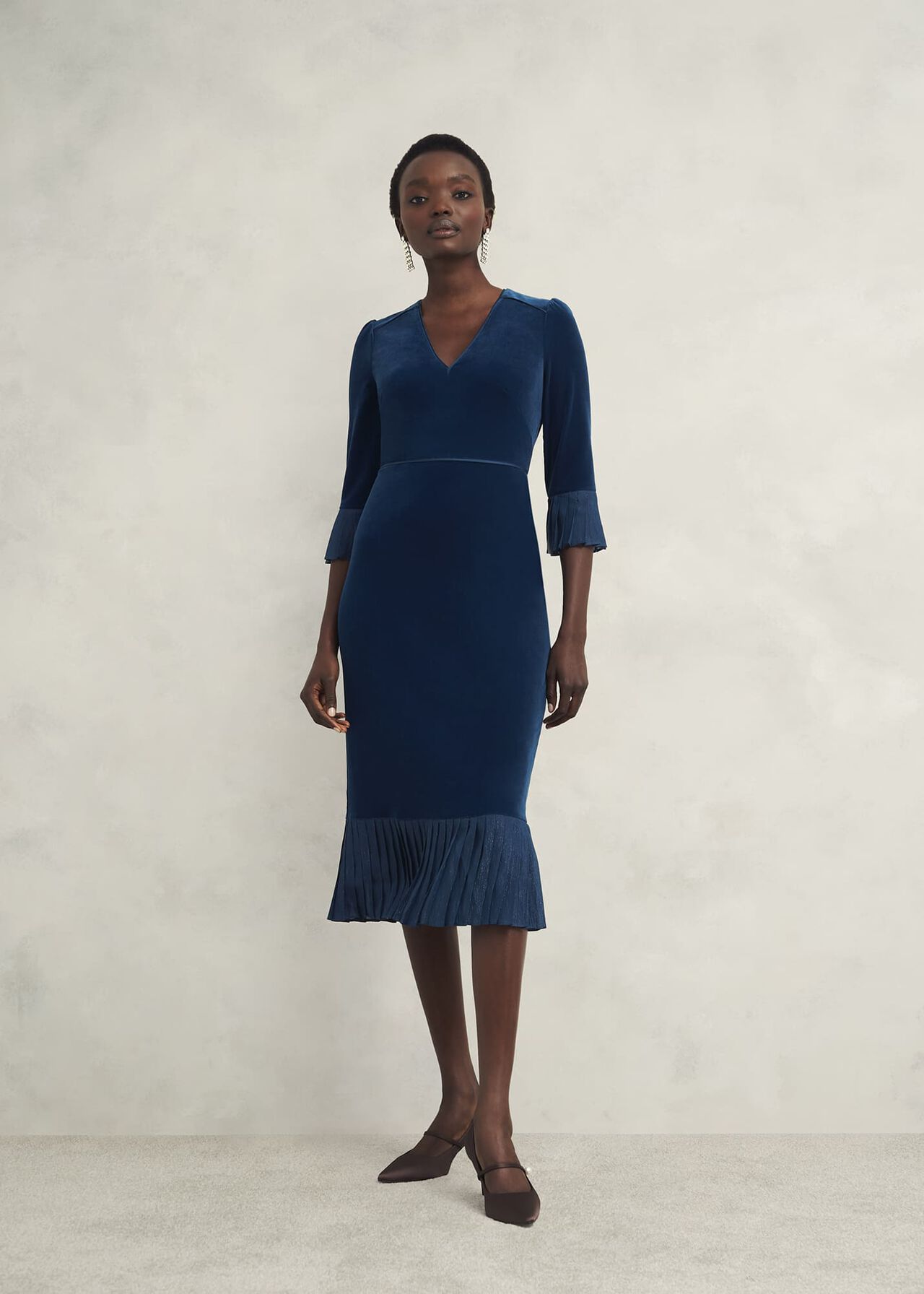 Mary Velvet Dress, Riverside Blue, hi-res