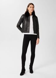Sera Leather Jacket, Black, hi-res