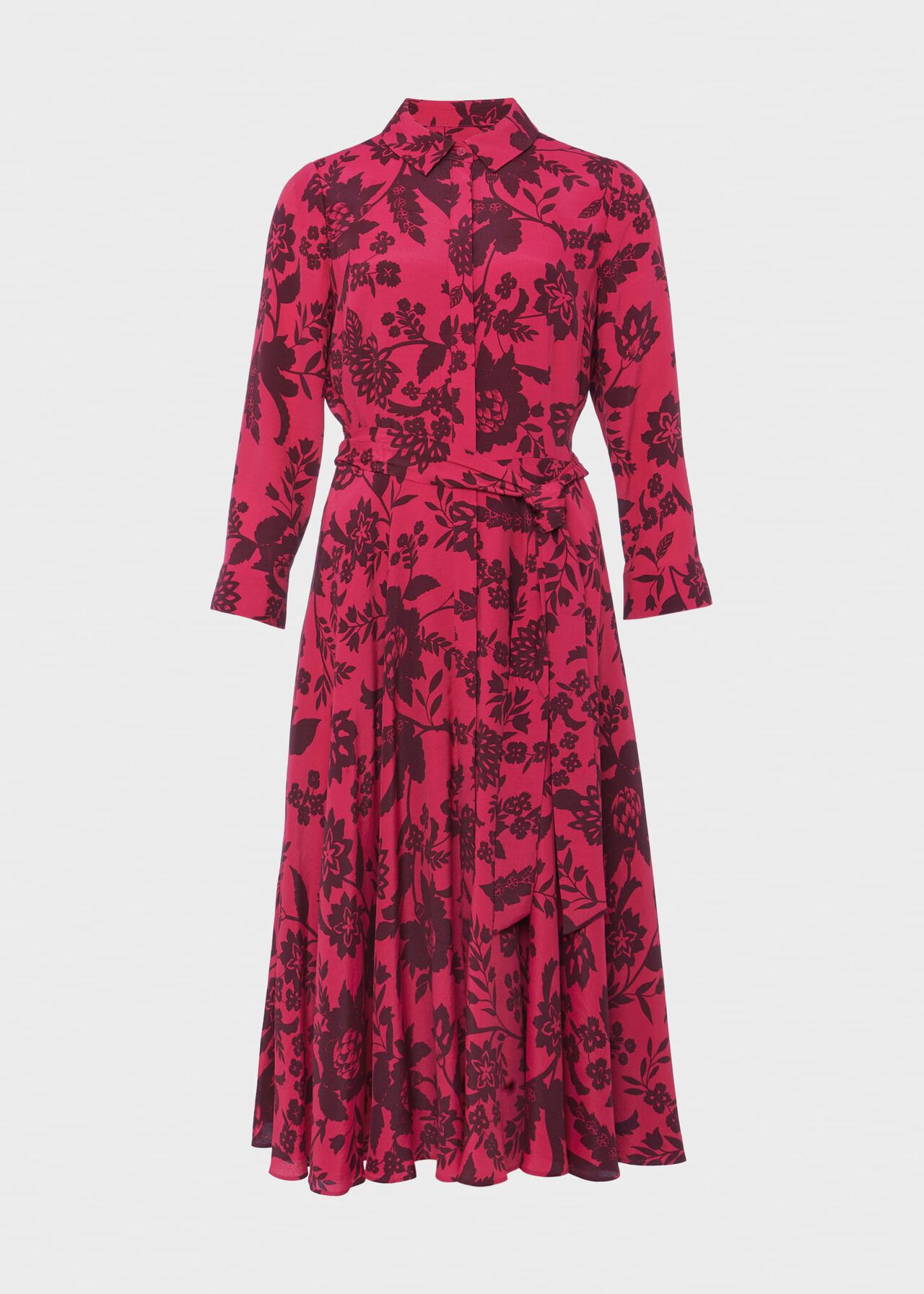 Petite Lainey Belted Fit And Flare Dress , Rich Berry Red, hi-res
