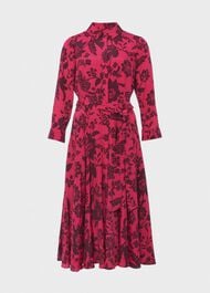 Petite Lainey Belted Fit And Flare Dress , Rich Berry Red, hi-res