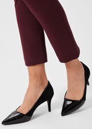 Rowan Suede Court Shoes, Black, hi-res