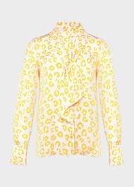 Beatrice Tie Neck Blouse, Ivory Yellow, hi-res