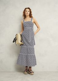 Kara Cotton Dress, Navy Ivory, hi-res