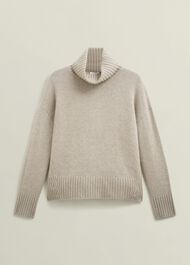 Gabi Rollneck Cashmere Jumper, Oatmeal Marl, hi-res