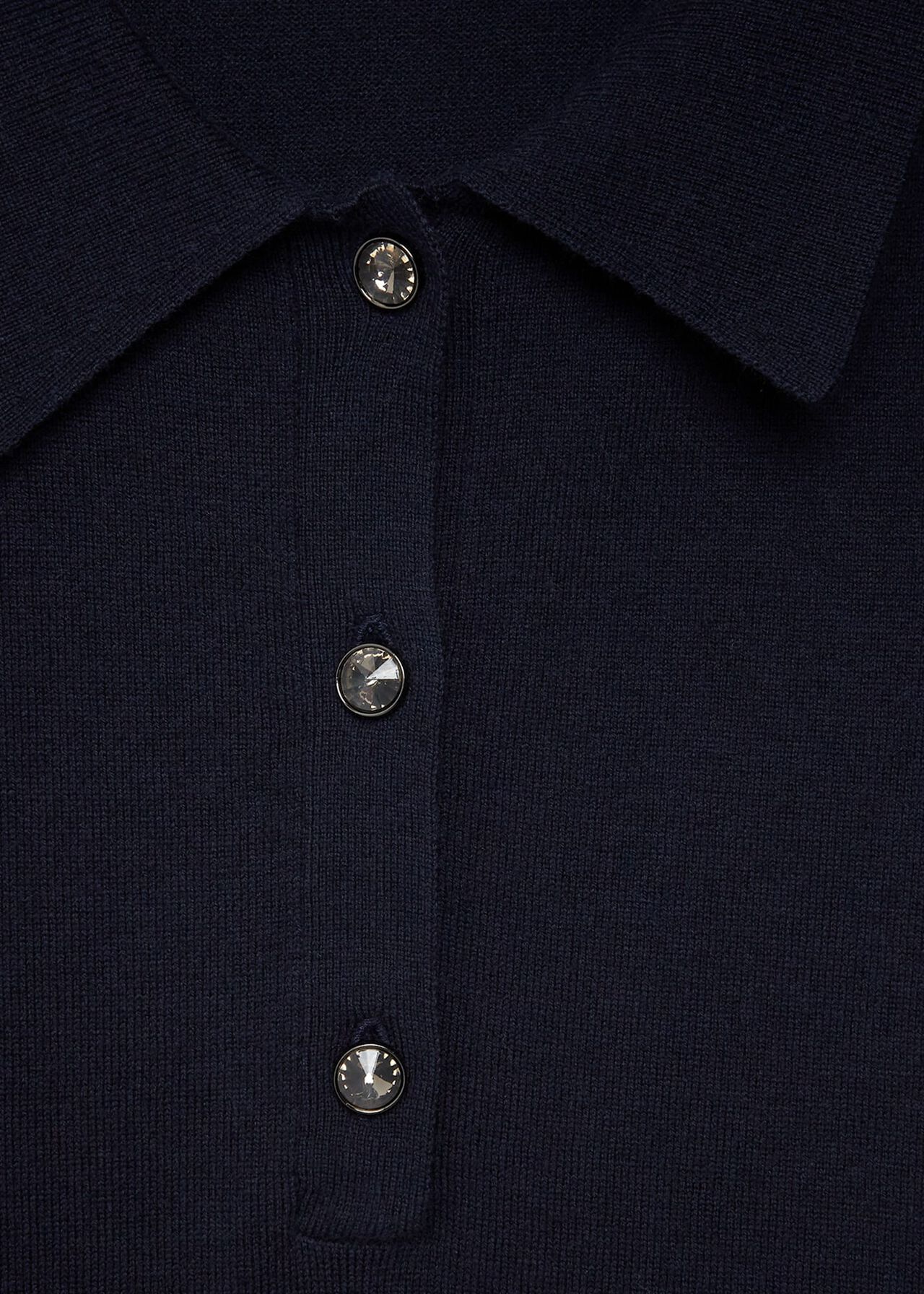 Nelle Jewelled Button Polo Jumper, Navy, hi-res