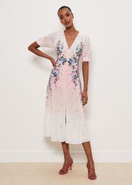 Ridley Silk Dress, Ivory Multi, hi-res