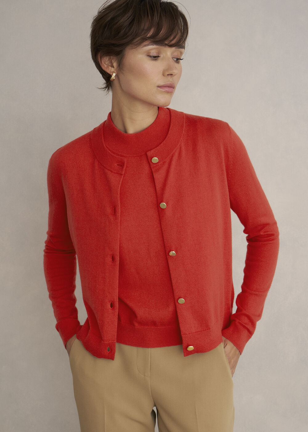 Priya Cardigan, Hibiscus Red, hi-res