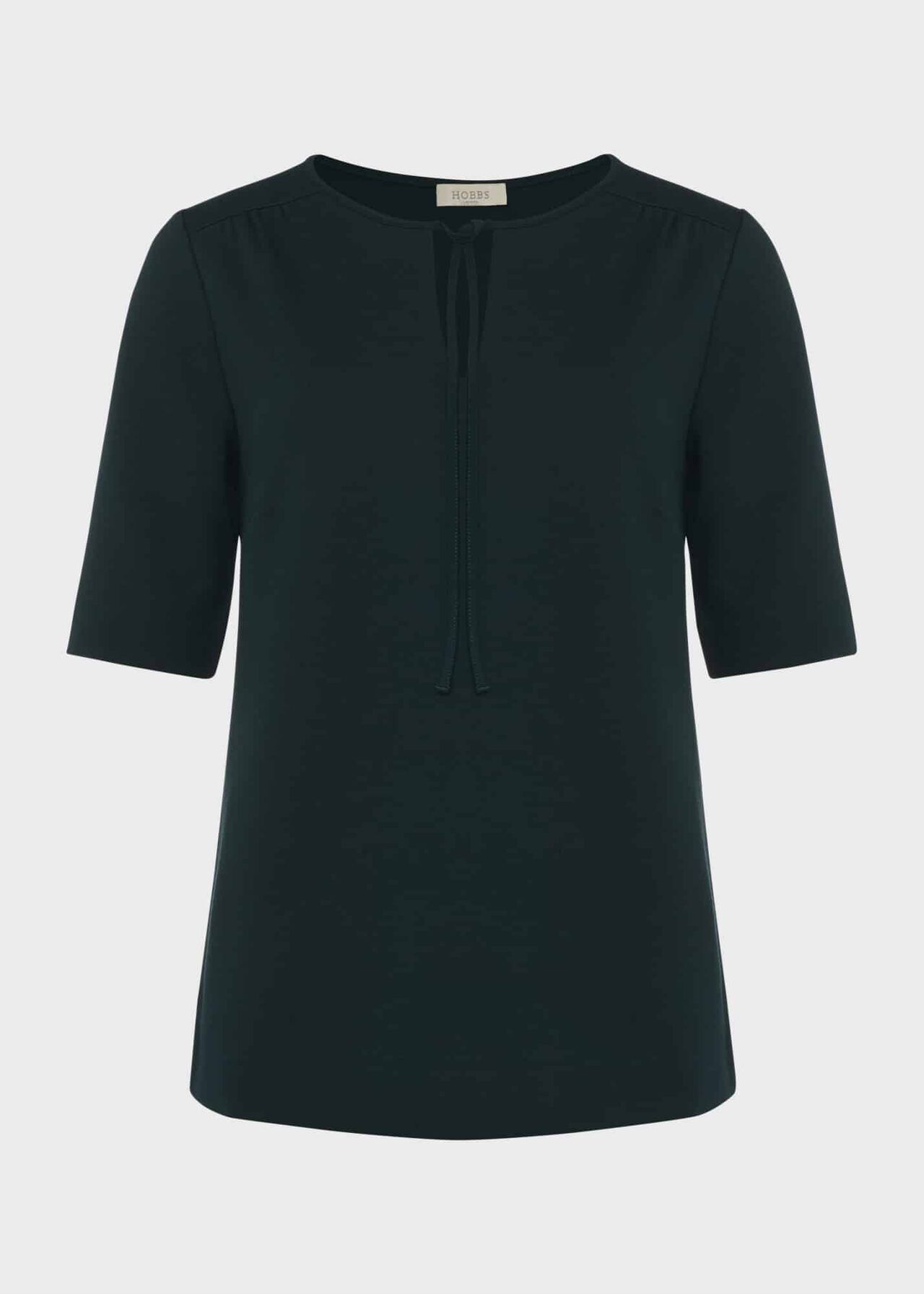 Claudine Tie Neck Top, Dark Pine Green, hi-res