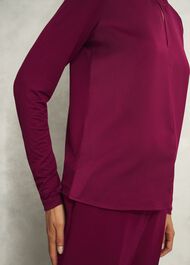 Burgundy Savannah Key Hole Long Sleeve Top, Beryl Red, hi-res