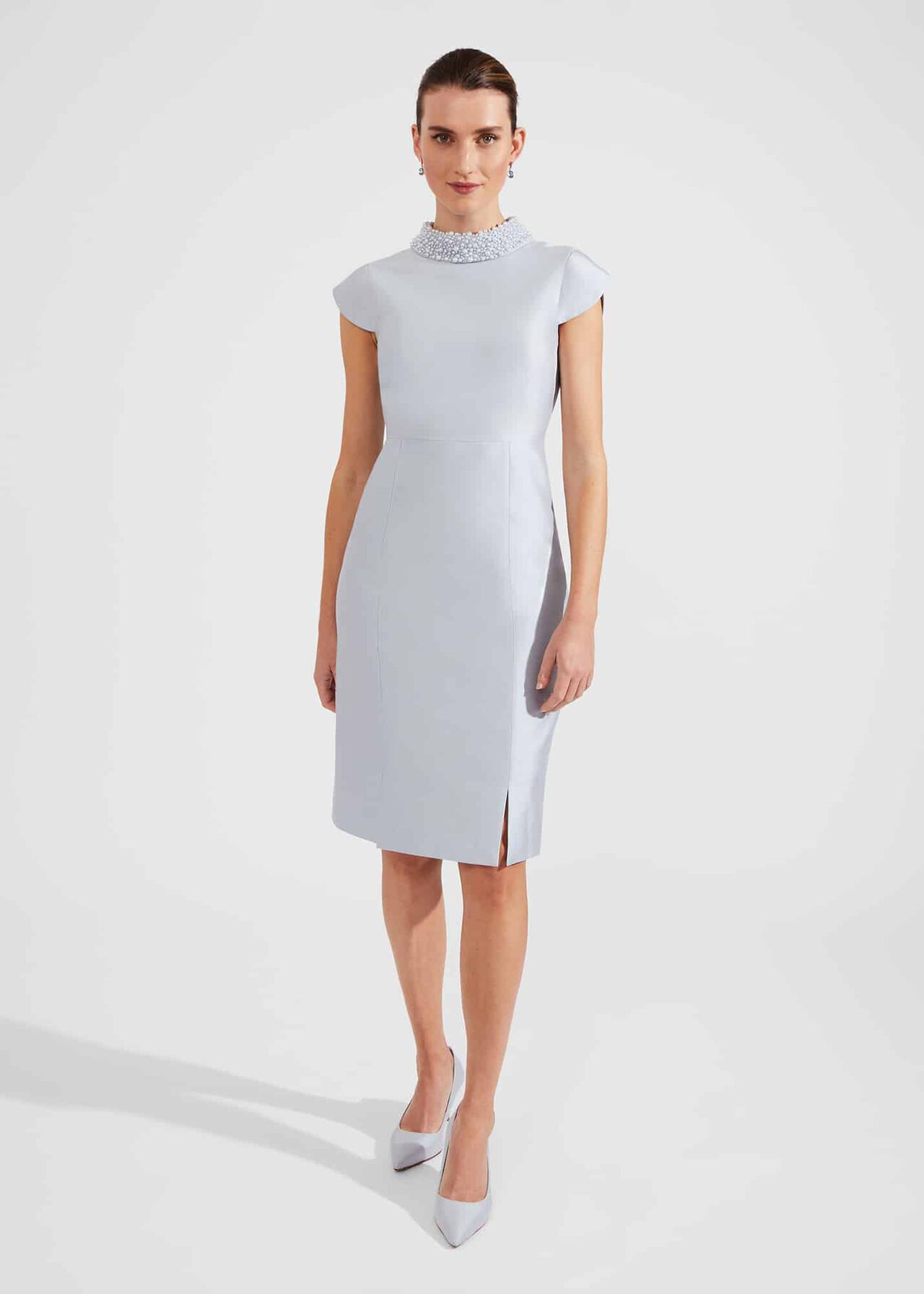 Katherine Silk Blend Dress, Pale Blue, hi-res