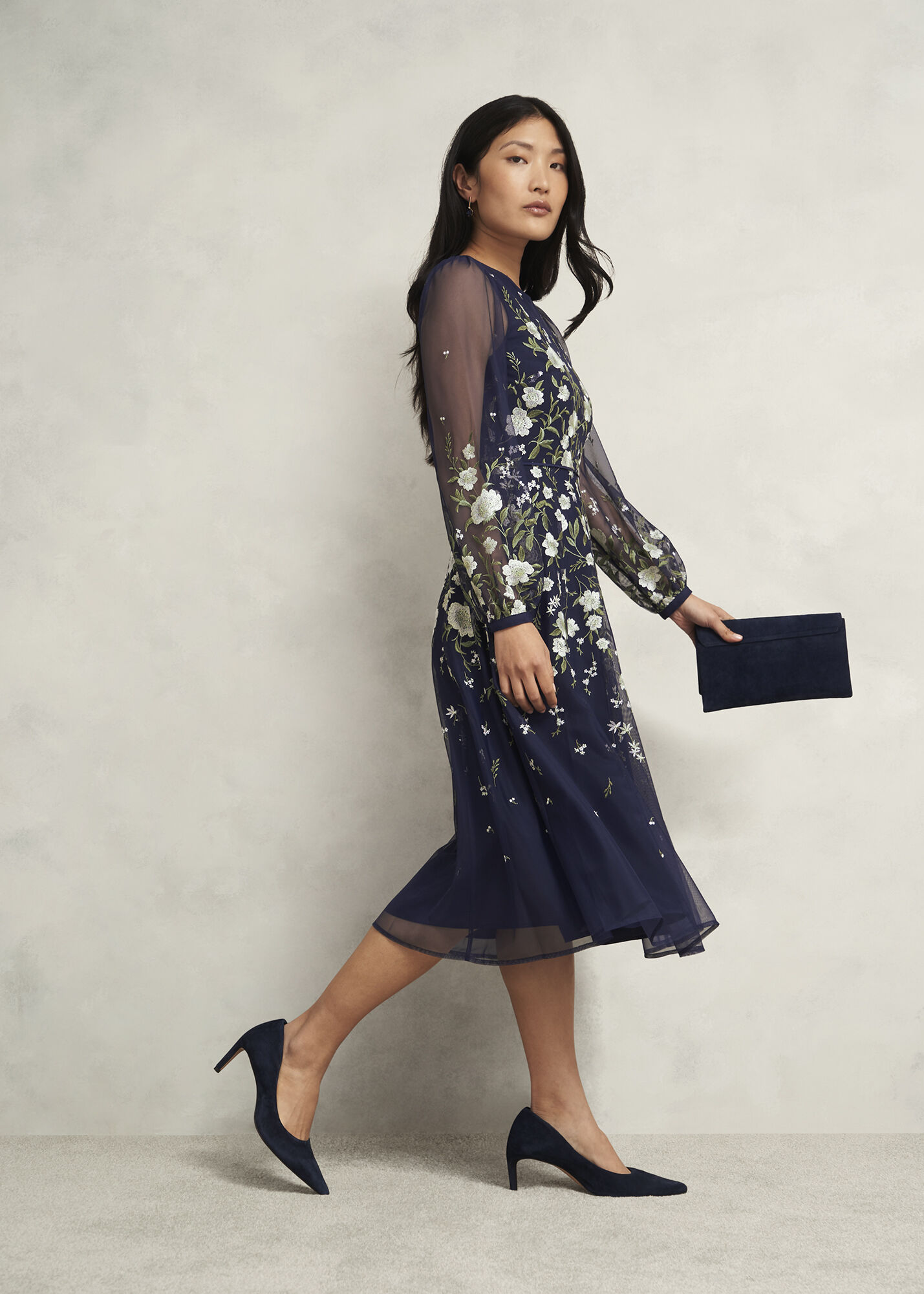 Petite Lois Floral Embroidered Dress | Hobbs US |