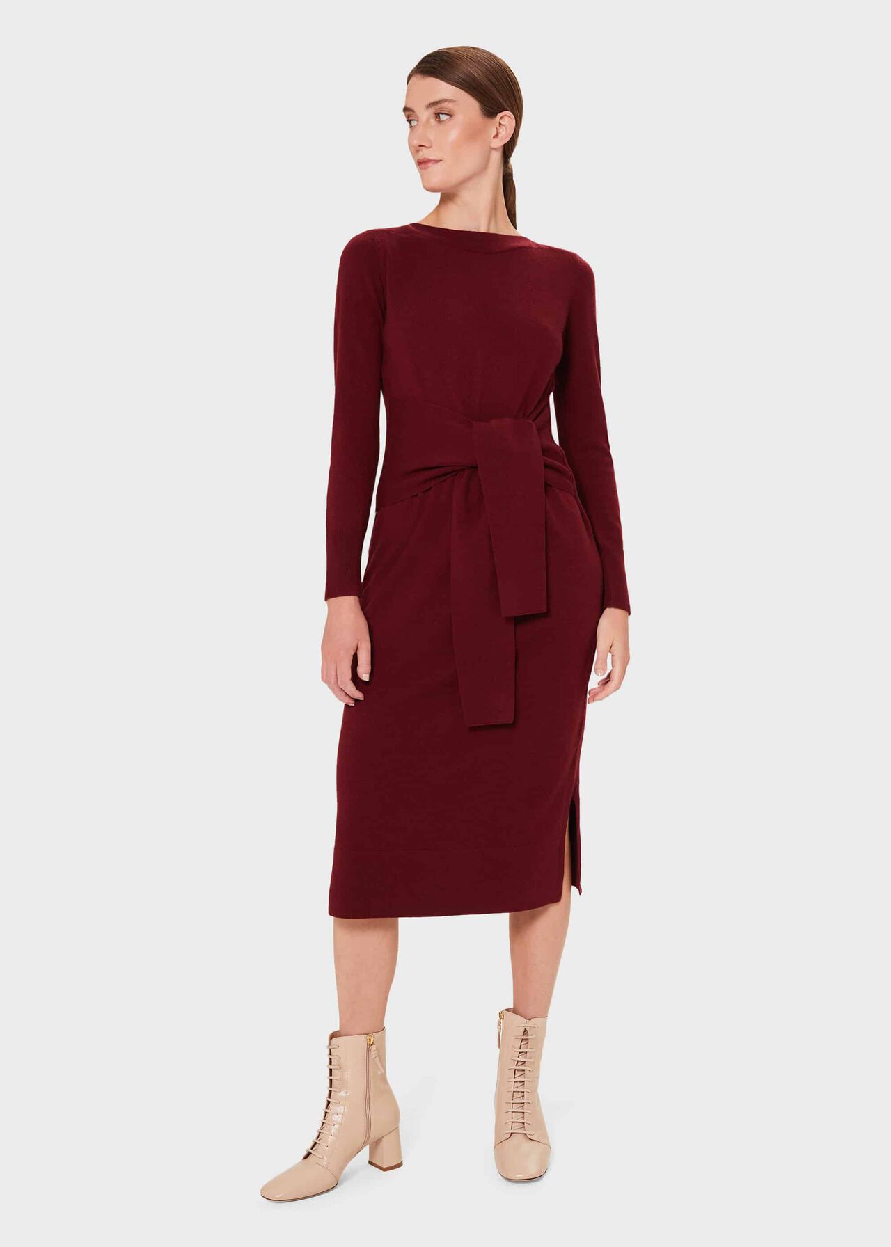 Teagan Knitted Dress With Cashmere, Merlot, hi-res
