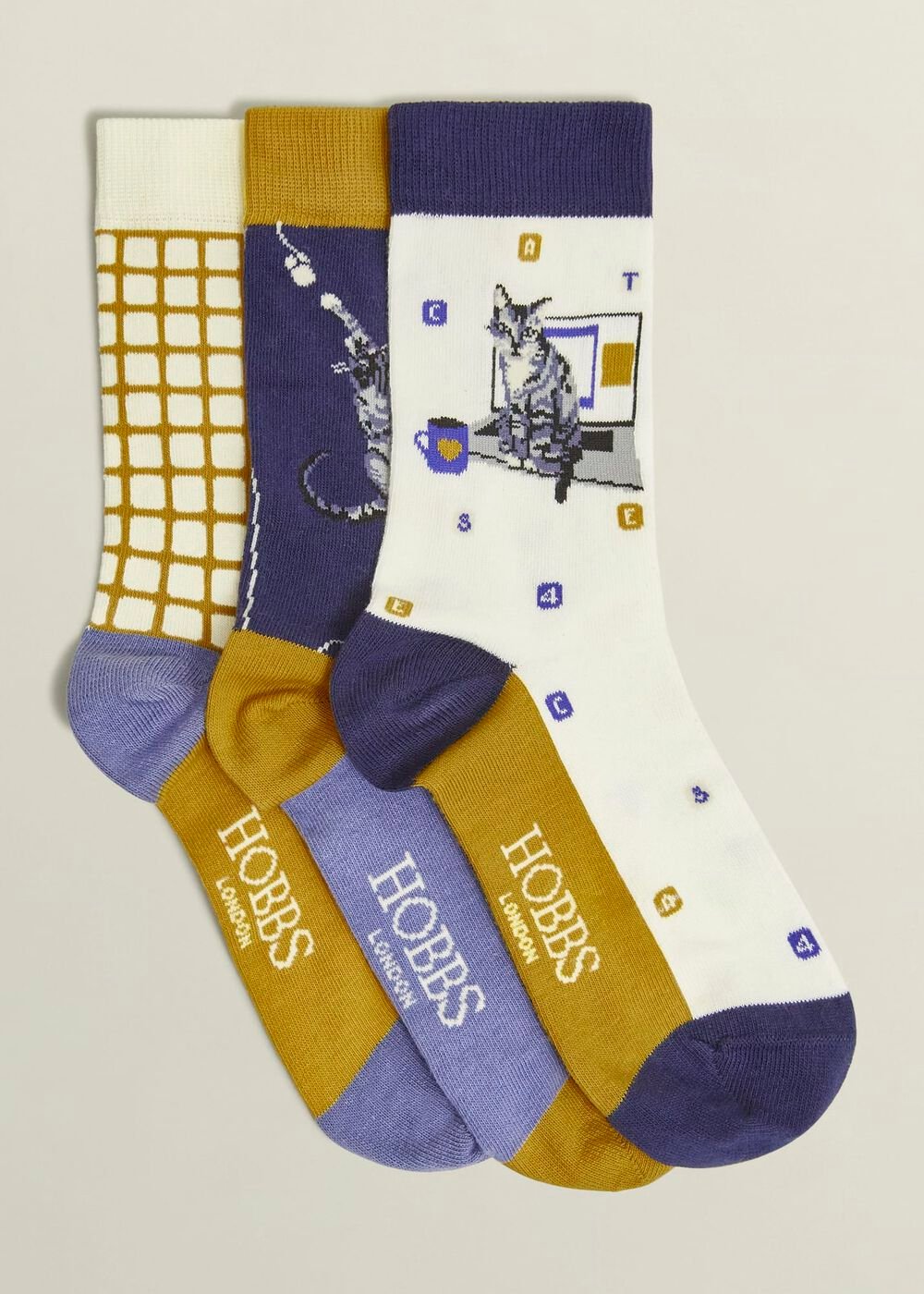 Working From Home Cat Sock Set, Multi, hi-res