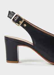 Kali Leather Block Heel Sandals, Navy, hi-res